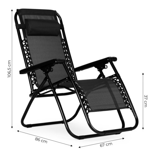 Leżak fotel ogrodowy regulowane oparcie ZERO GRAVITY MultiGarden - czarny Leżak fotel ogrodowy regulowane oparcie ZERO GRAVITY MultiGarden - czarny