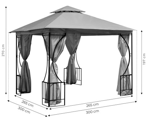 Namiot pawilon ogrodowy 2w1 3x3 m moskitiera i pełne ścianki MultiGarden Namiot pawilon ogrodowy 2w1 3x3 m moskitiera i pełne ścianki MultiGarden