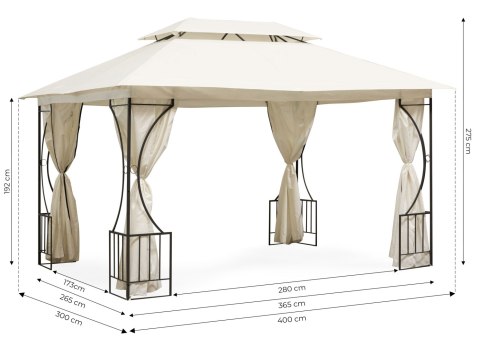 Namiot pawilon ogrodowy lux altana 3x4m moskitiera i pełne ścianki MultiGarden