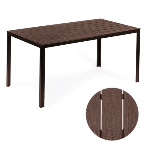Stół ogrodowy 6-osobowy 156x78 cm polywood meble na taras brązowy Stół ogrodowy 6-osobowy 156x78 cm polywood meble na taras brązowy