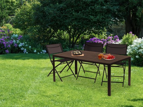 Stół ogrodowy 6-osobowy 156x78 cm polywood meble na taras brązowy Stół ogrodowy 6-osobowy 156x78 cm polywood meble na taras brązowy