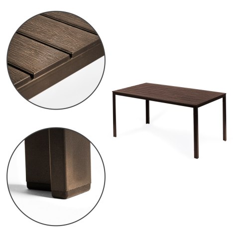 Stół ogrodowy 6-osobowy 156x78 cm polywood meble na taras brązowy Stół ogrodowy 6-osobowy 156x78 cm polywood meble na taras brązowy