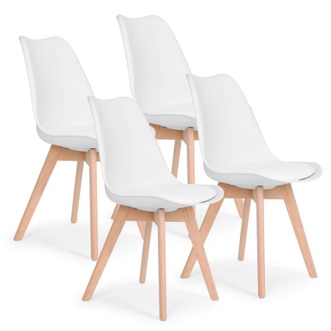 Zestaw 4 krzeseł krzesło do salonu jadalni z poduszką Białe ModernHome Zestaw 4 krzeseł krzesło do salonu jadalni z poduszką Białe ModernHome