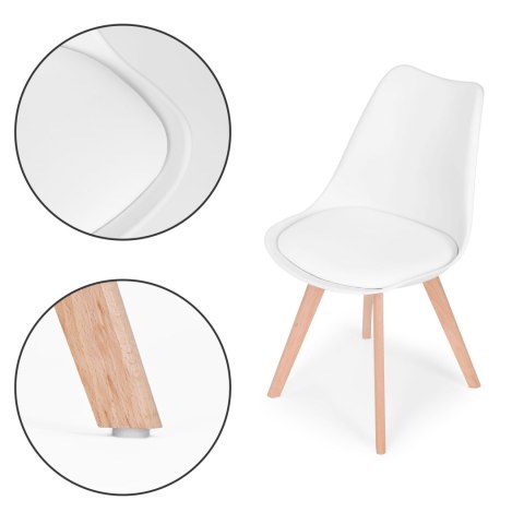 Zestaw 4 krzeseł krzesło do salonu jadalni z poduszką Białe ModernHome Zestaw 4 krzeseł krzesło do salonu jadalni z poduszką Białe ModernHome
