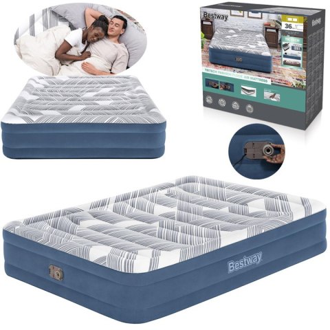 Bestway 2os wygodny materaca Queen 203x152x36cm wbudowana pompka 6712Y Bestway 2os wygodny materaca Queen 203x152x36cm wbudowana pompka 6712Y