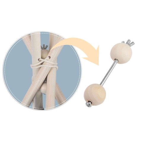 Namiot tipi dla dzieci ze światełkami Nukido - szary w gwiazdki