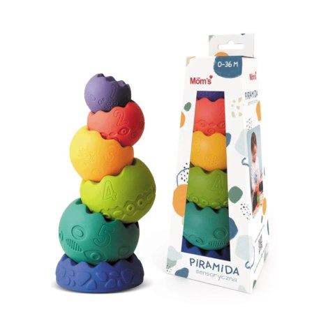 Pastelowa piramida sensoryczna 6 elementów - Mom's Care 6m+