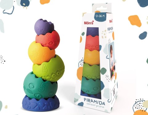 Pastelowa piramida sensoryczna 6 elementów - Mom's Care 6m+