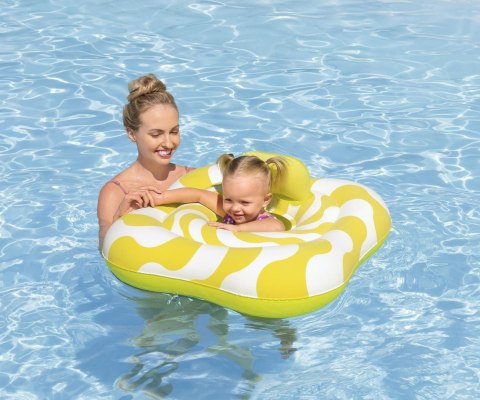 Bestway 32298 Siedzisko do nauki pływania Kwadrat Swim Safer Comfort Plush Zółte fale 76cm x 76cm