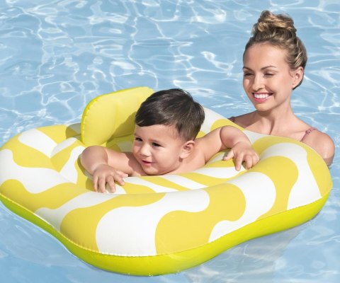 Bestway 32298 Siedzisko do nauki pływania Kwadrat Swim Safer Comfort Plush Zółte fale 76cm x 76cm