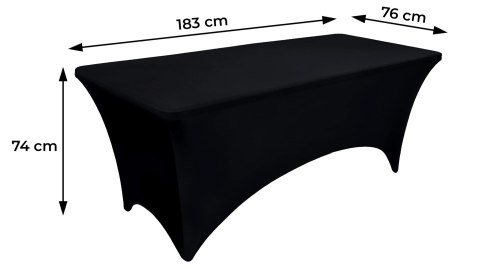 Obrus uniwersalny pokrowiec na stół cateringowy 180 cm 6FT czarny elastyczny MultiGarden
