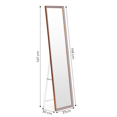 Duże lustro stojące 148 cm aluminiowa rama rozstawiane ModernHome