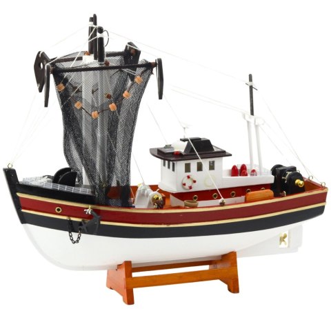 Model Kolekcjonerski Dekoracyjny Statek Kuter Rybacki Sieć Połowowa 38x31cm