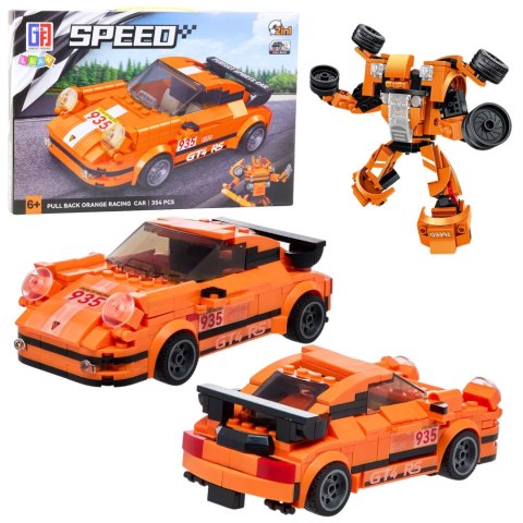 Klocki Konstrukcyjne Auto Robot 2w1 Pomarańczowy Napęd 354 el.