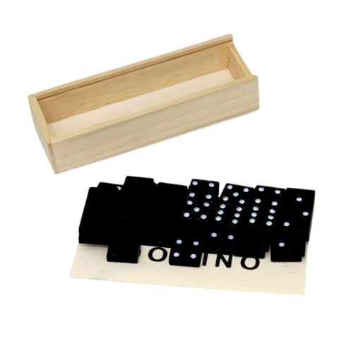 Gra Logiczna Rodzinna Domino 32 Płytki Drewniane Czarne