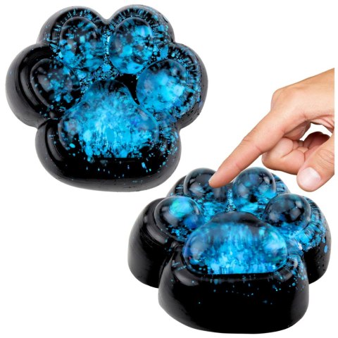 Gniotek Kocia Łapka Antystresowa Sensoryczna Squishy Czarna Niebieski Brokat