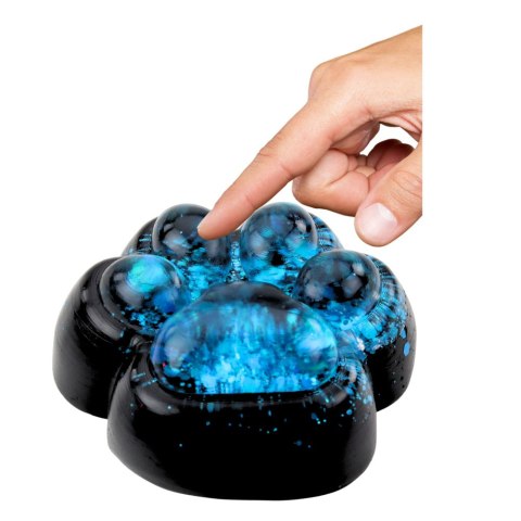 Gniotek Kocia Łapka Antystresowa Sensoryczna Squishy Czarna Niebieski Brokat