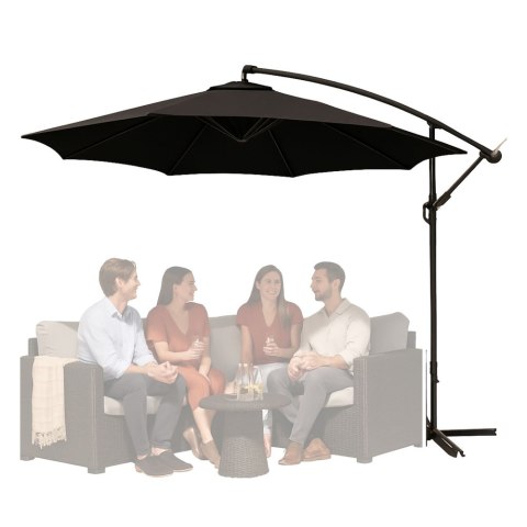 Parasol Ogrodowy Boczny Z Regulacją Pochyłu 350 x 250cm Czarny