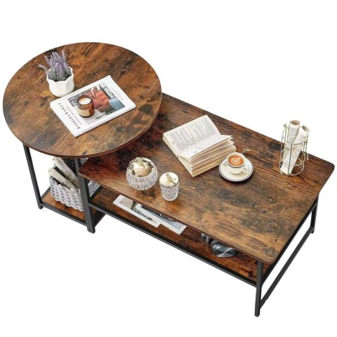 Zestaw Stolików Kawowych 2w1 Vintage Drewno Rustykalne 123x60x51cm