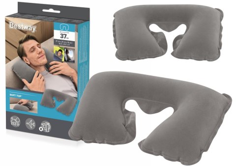 Dmuchana Poduszka Podróżna 46 x 28 cm Rogal Szara Bestway 67006