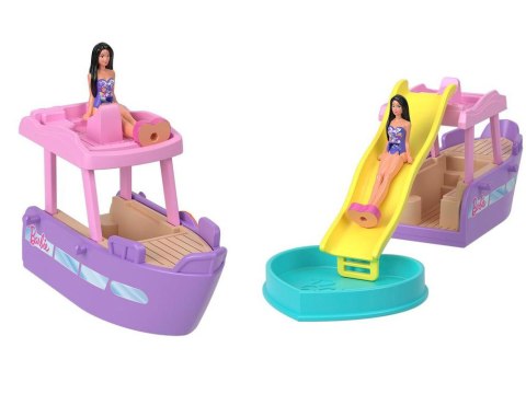 Mattel Mini Barbie Land Lalka wakacyjna + jacht ze zjeżdżalnią ZA6038 B