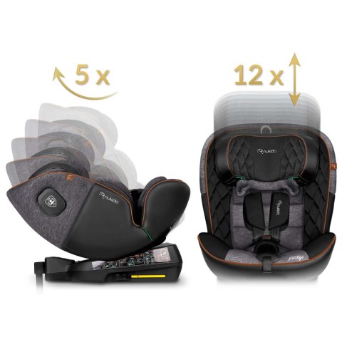 Fotelik samochodowy Nukido Prestige Line czarno-szary 0-36 kg ISOFIX