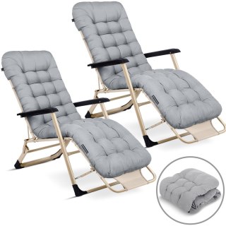 Leżak ogrodowy składany z poduszką Sofotel ChillWell zestaw 2 szt jasno szary