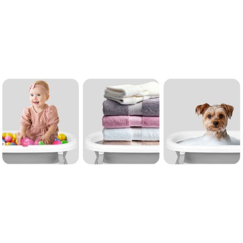 Wanienka składana dla dzieci, niemowląt z termometrem i wkładką Ricokids RK-287 biało-szara