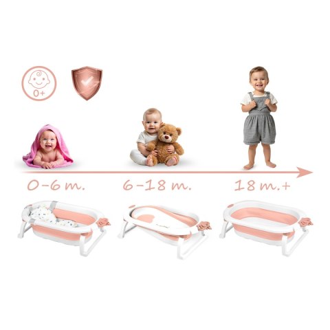 Wanienka składana dla dzieci, niemowląt z wkładką Ricokids RK-286 biało-różowa