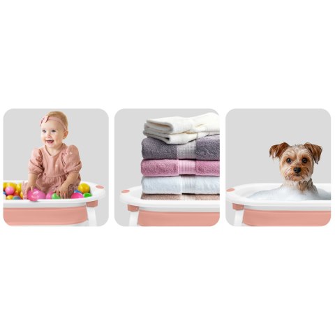 Wanienka składana dla dzieci, niemowląt z wkładką Ricokids RK-286 biało-różowa