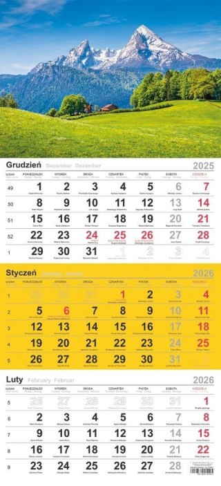 Kalendarz 2026 trójdzielny Góry