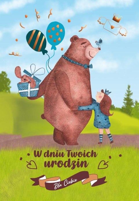 Kartka okolicznościowa W dniu urodzin miś