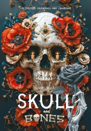 Kolorowanka A4 pionowa 8 obrazków Skull czerwone
