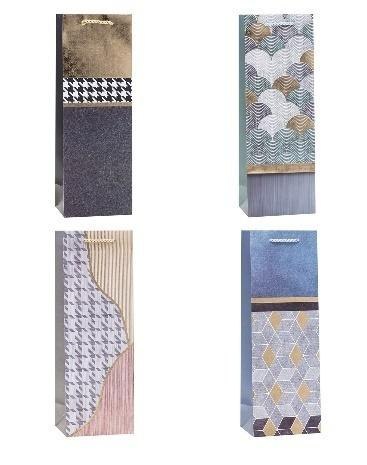 Torebka ozdobna na butelkę 12x35x9cm mix ROZETTE