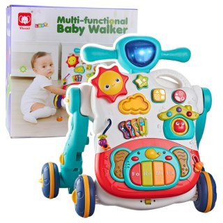 Jeździk Pchacz Interaktywny Stolik Edukacyjny Panel 3w1 Niebieski