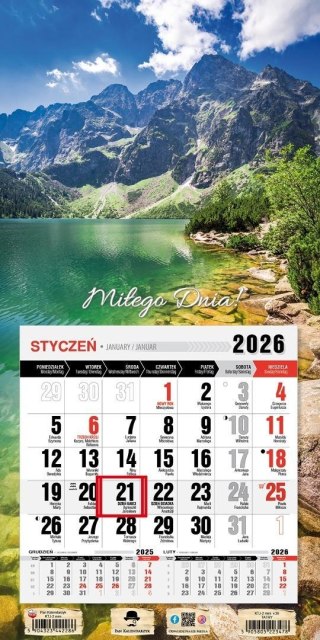 Kalendarz 2026 jednodzielny mini Tatry