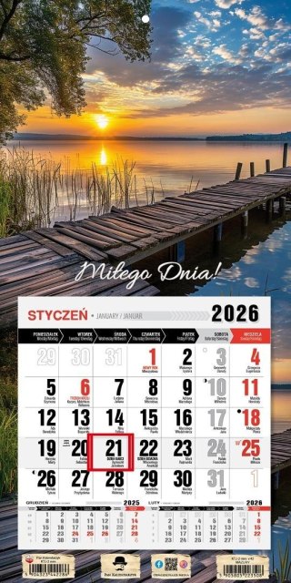 Kalendarz 2026 jednodzielny mini mazury