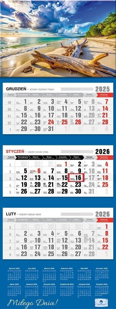 Kalendarz 2026 trójdzielny premium plaża