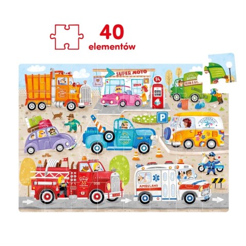 Puzzle CzuCzu Moto Auta 40 elementów - pojazdy 3+ układanka