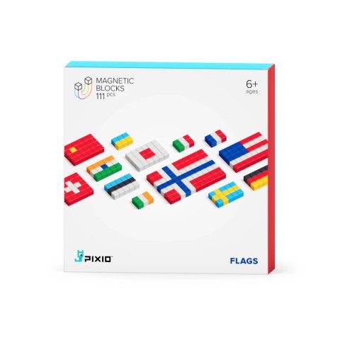 Klocki magnetyczne Pixio Flags 111 el. - flagi państw 6+