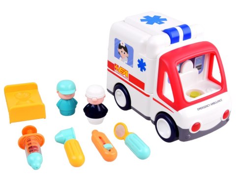 Interaktywne Autko Ambulans + akcesoria z ludzikami Dźwięk Światło ZA4540