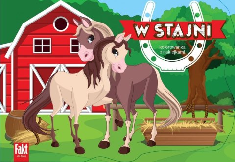 W stajni. Kolorowanka z naklejkami