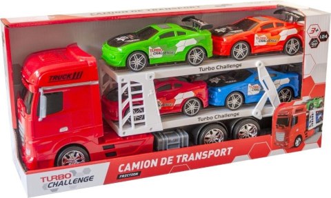 Samochód laweta + 4 pojazdy TURBO CHALLENGE