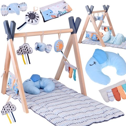 Stojak Drewniany Mata Edukacyjna Gimnastyczna Baby Gym dla Niemowląt ZA5882