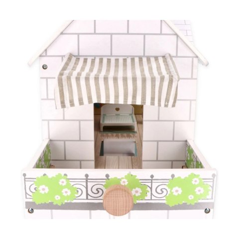 Drewniany domek dla lalek z windą 19 mebli - Adam Toys 3+
