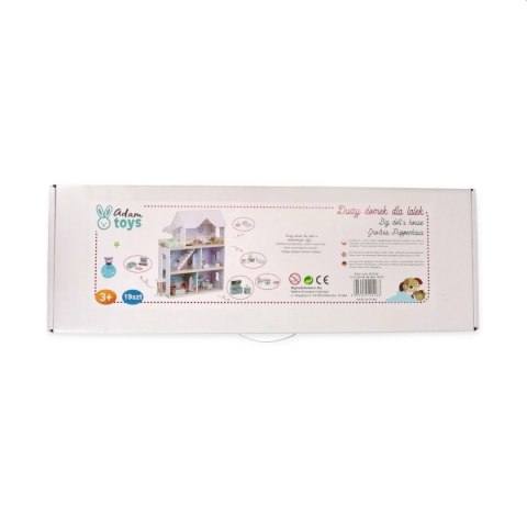 Drewniany domek dla lalek z windą 19 mebli - Adam Toys 3+