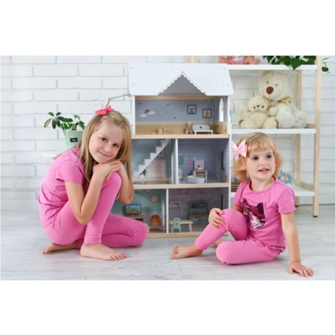 Drewniany domek dla lalek z windą 19 mebli - Adam Toys 3+