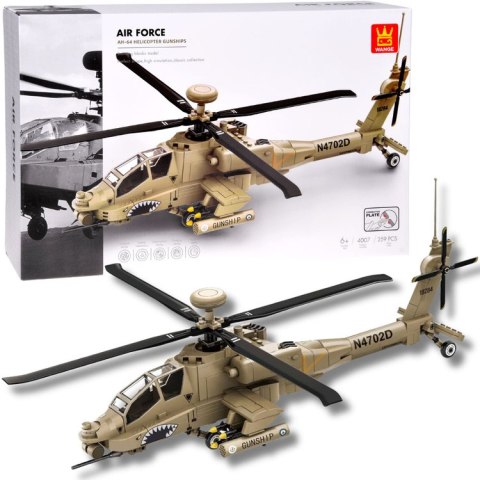 Klocki Techniczne Śmigłowiec Bojowy AH-64 Klocki Helikopter 259ele ZA5676