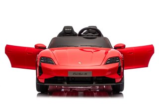 Czerwone Porsche Taycan Turbo S Licencjonowane Autko na Akumulator dla Dzieci