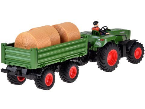 Sterowany Traktor na pilota z przyczepą + bale siana traktorzysta RC0717